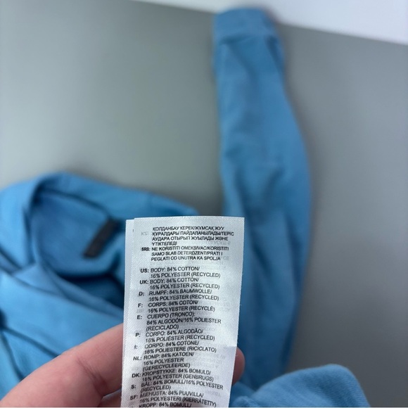 Adidas Blue Large Men's Sweatshirt Pullover Hoodie Cotton Blend Athletic - Picture 6 of 8